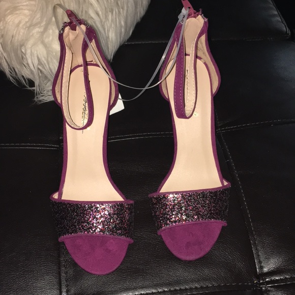 Glitter Ruby Faux Suede Heeled Sandals - Picture 2 of 8
